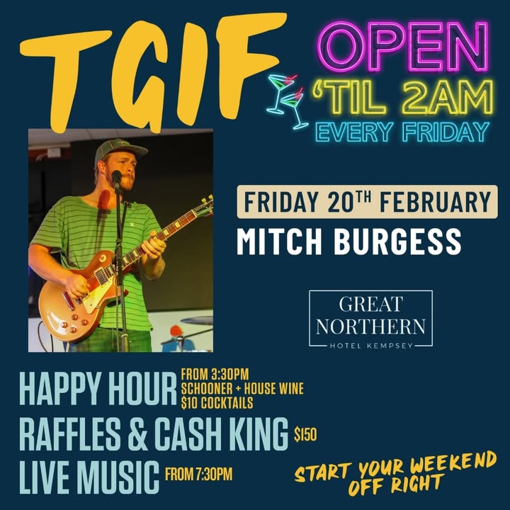 Featured image for “Mitch Burgess Live This Friday at Great Northern Hotel”