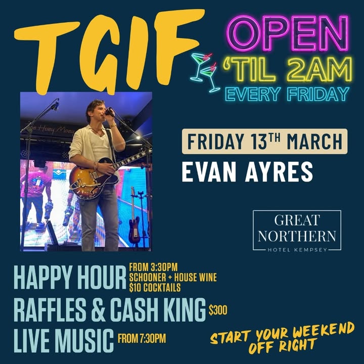 Featured image for “Evan Ayres Live TGIF at Great Northern Hotel”