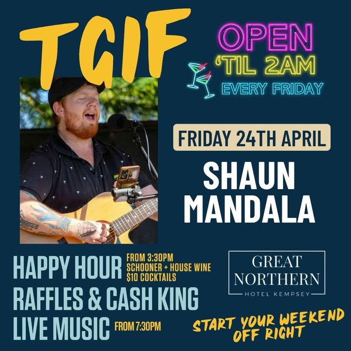 Featured image for “Shaun Mandala Live This Friday at Great Northern Hotel”