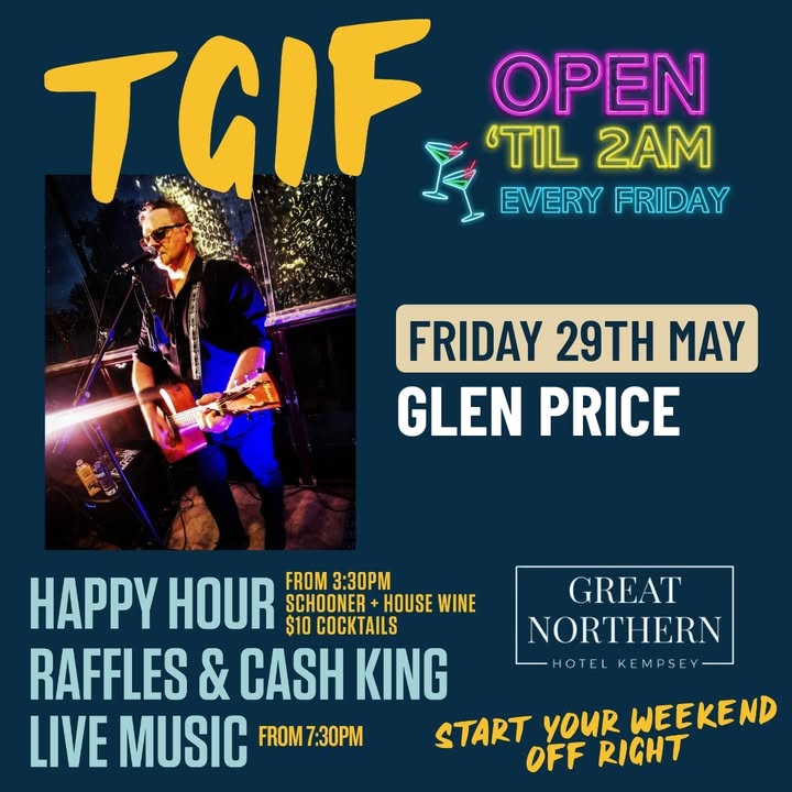 Featured image for “Glen Price Live This Friday at Great Northern Hotel”