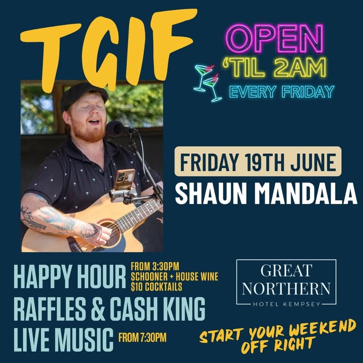 Featured image for “Shaun Mandala Live This Friday at Great Northern Hotel”