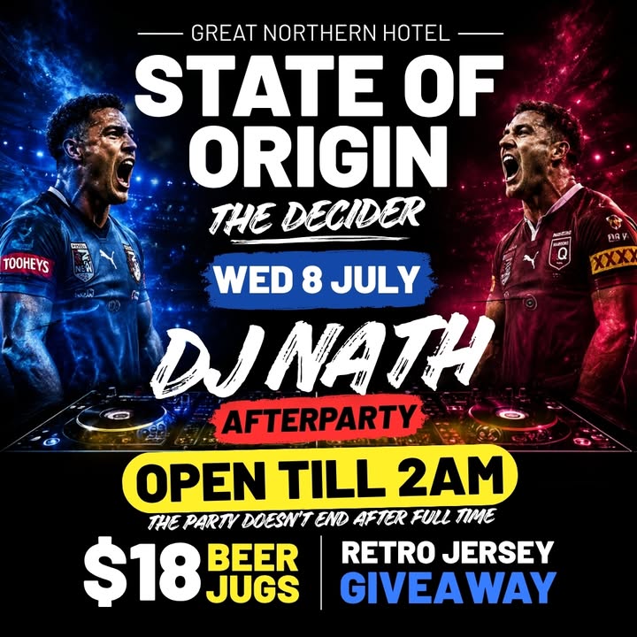 Featured image for “State of Origin The Decider at Great Northern Hotel”