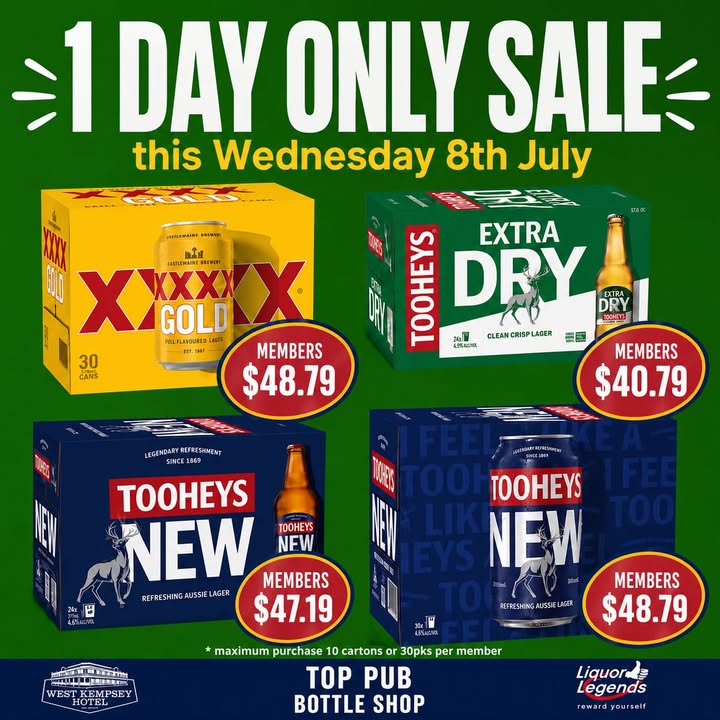 Featured image for “1 Day Only Bottle Shop Sale – Wednesday 8th July at Great Northern Hotel”