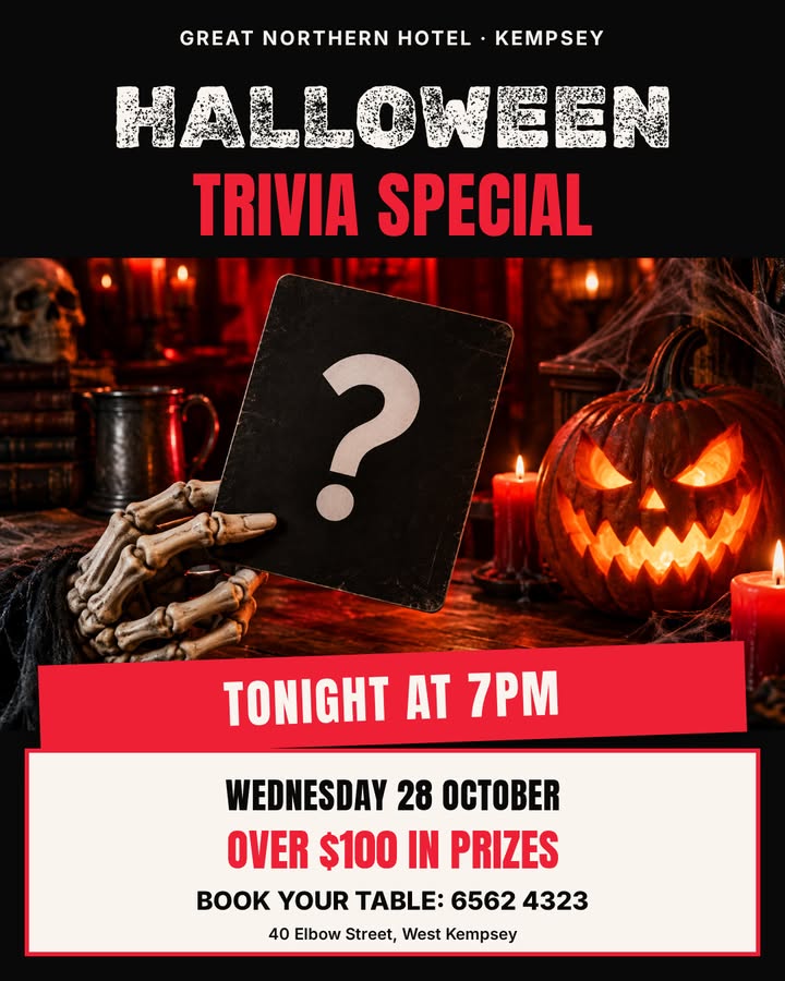 Featured image for “Halloween Trivia Special at Great Northern Hotel Kempsey”